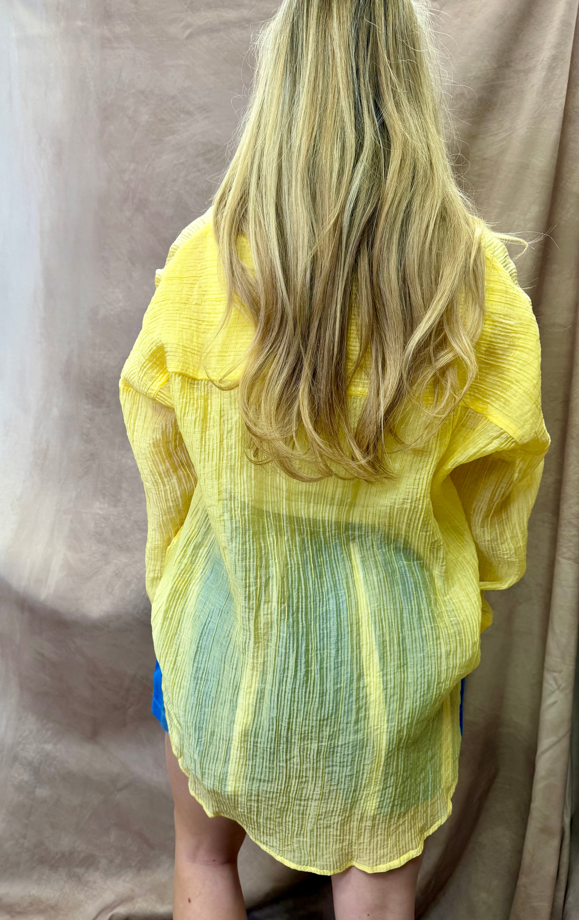 FA Yellow Crinkle Button-up Top