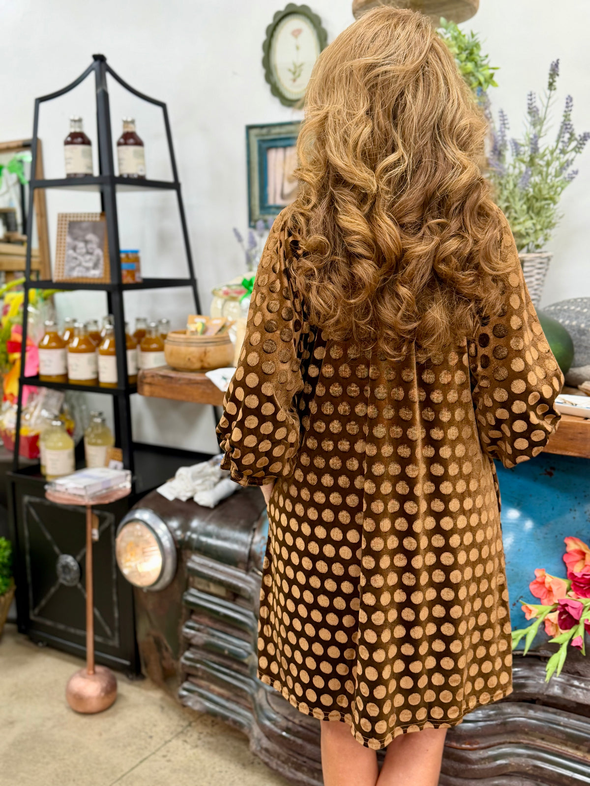 UM Polka Dot Tie Neck Mini Dress