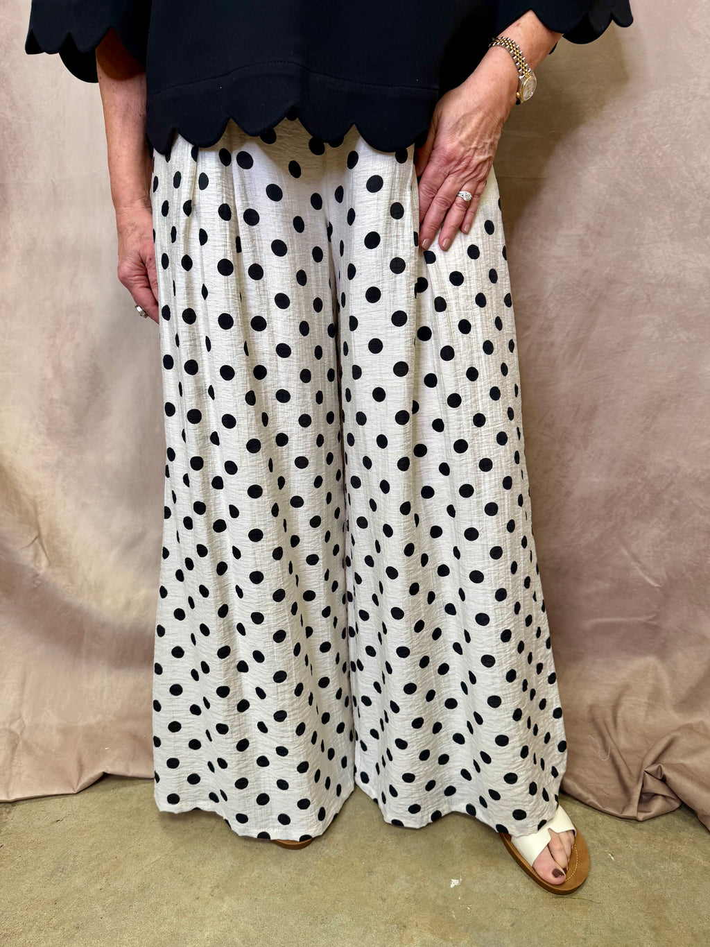 EP Wide Leg Linen Polka Dot Pant